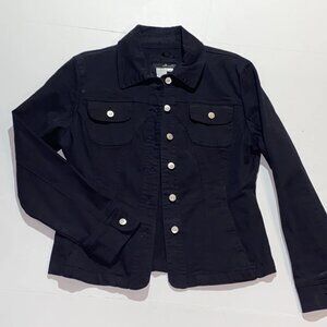 Willi Smith Women's Size M Medium Black Full Button Denim Jean Jacket Used